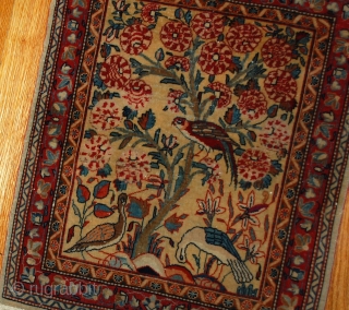 Hand made antique Persian Dabir Kashan rug 2,1' x 3,4' ( 64cm x 103cm ) 1890 - 1B484               