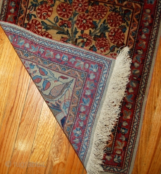 Hand made antique Persian Dabir Kashan rug 2,1' x 3,4' ( 64cm x 103cm ) 1890 - 1B484               
