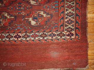 #1B320  Hand made antique collectible Turkoman Yomud rug 2.11' x 4.3' ( 94cm x 131cm) 1880.C
                