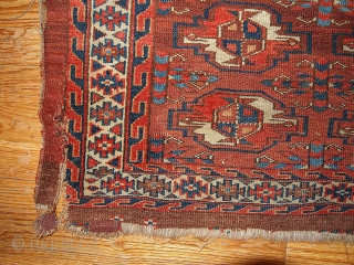 #1B320  Hand made antique collectible Turkoman Yomud rug 2.11' x 4.3' ( 94cm x 131cm) 1880.C
                