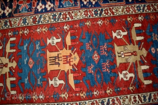 Handmade antique Caucasian Azerbaijani Shirvan rug 4.4' x 8.9' ( 134cm x 271cm ) 1910 - 1B491                