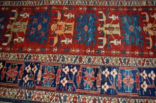 Handmade antique Caucasian Azerbaijani Shirvan rug 4.4' x 8.9' ( 134cm x 271cm ) 1910 - 1B491                