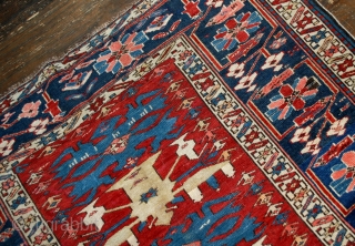 Handmade antique Caucasian Azerbaijani Shirvan rug 4.4' x 8.9' ( 134cm x 271cm ) 1910 - 1B491                