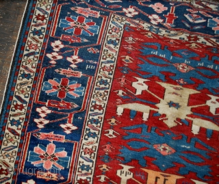 Handmade antique Caucasian Azerbaijani Shirvan rug 4.4' x 8.9' ( 134cm x 271cm ) 1910 - 1B491                