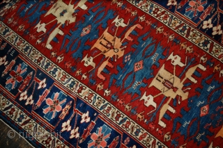 Handmade antique Caucasian Azerbaijani Shirvan rug 4.4' x 8.9' ( 134cm x 271cm ) 1910 - 1B491                