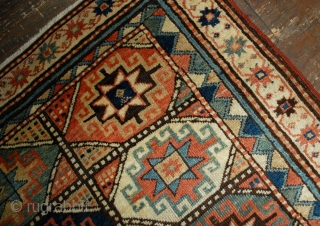 Handmade antique Caucasian Kazak Mohan rug 3.9' x 7.8' ( 119cm x 237cm ) 1880s - 1B493                