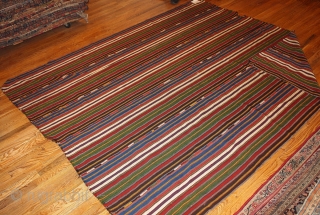 #1b72 Persian kilim rug 6.8' x 7.10' 1880, in original condition ( has some age ware).                 