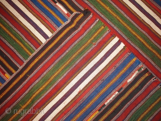 #1b72 Persian kilim rug 6.8' x 7.10' 1880, in original condition ( has some age ware).                 