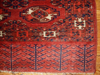 #1B337  Handmade antique collectible Turkoman Yomud rug 2.10' x 4.4' ( 89cm x 134cm ) C.1880                