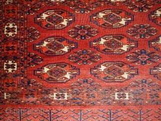 #1B337  Handmade antique collectible Turkoman Yomud rug 2.10' x 4.4' ( 89cm x 134cm ) C.1880                