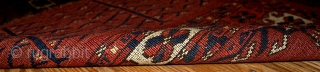 #1B337  Handmade antique collectible Turkoman Yomud rug 2.10' x 4.4' ( 89cm x 134cm ) C.1880                