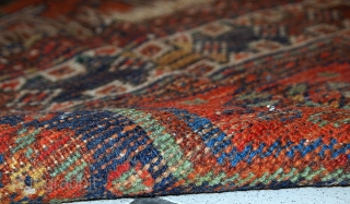 #1C523  Handmade antique Persian Shiraz rug 3.8' x 5' ( 115cm x 153cm ) 1910.C
                 