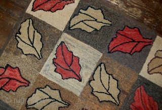 Handmade antique American hooked rug 2.2' x 3.4' ( 67cm x 103cm ) 1900s - 1B500                 