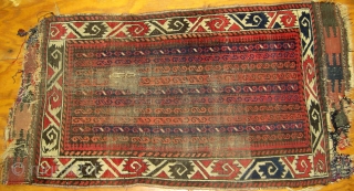 Turkoman-looking Balouch rug 2'x 4'; c. 1890; in original condition.                       