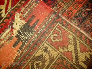 Turkoman-looking Balouch rug 2'x 4'; c. 1890; in original condition.                       