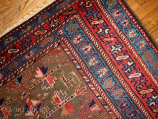 #1B415  Hand made antique Persian Kurdish rug 4' x 7.6' ( 122cm x 231cm ) 1880.C
                