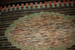Handmade antique American hooked rug 4.9' x 7.6' ( 149cm x 231cm ) 1880s - 1B511                 