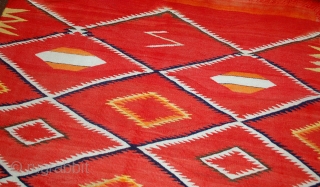 #1B557  Hand made antique collectible Native American navajo blanket 4.7' x 7.7' ( 143cm x 234cm)                