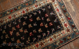 Handmade antique Caucasian Gendje rug 1.9' x 3.3' (58cm x 100cm) 1880s - 1B518                   