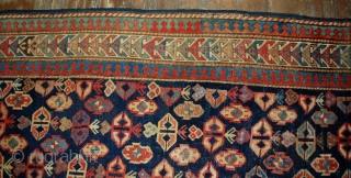 Handmade antique Caucasian Gendje rug 3.5' x 7.3' (106cm x 222cm) 1880s - 1B519                   