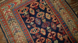 Handmade antique Caucasian Gendje rug 3.5' x 7.3' (106cm x 222cm) 1880s - 1B519                   