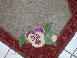 Handmade antique American hooked rug 2' x 3.3' ( 64cm x 102cm ) 1920s - 1C422                 