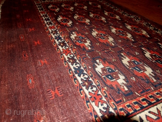 #1B353  Hand made antique collectible Turkoman Yomut chuval 2.6' x 3.7' ( 79cm x 112cm ) 1860               