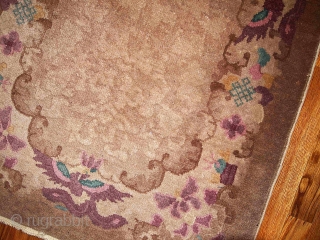 #1B379  Hand made antique Art Deco Chinese rug 2.6' x 4.5' ( 79cm x 137cm ) 1920               
