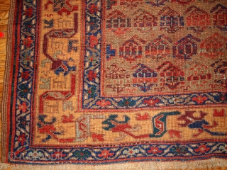 #1B413  Hand made antique Persian Kurdish rug 4.1' x 7.6' ( 125cm x 231cm ) 1880.C
                