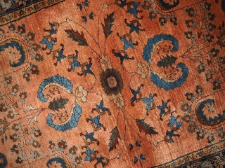 #1V01  Hand made antique Persian Sarouk Mehajeran rug 3' x 4.10' ( 91cm x 150cm ) 1910.C
               