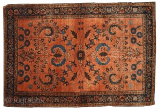 #1V01  Hand made antique Persian Sarouk Mehajeran rug 3' x 4.10' ( 91cm x 150cm ) 1910.C
               