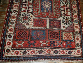 Handmade antique Caucasian Karabagh rug 4.2' x 8.3' (128cm x 253cm) 1880s - 1B523                   