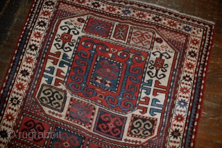 Handmade antique Caucasian Karabagh rug 4.2' x 8.3' (128cm x 253cm) 1880s - 1B523                   