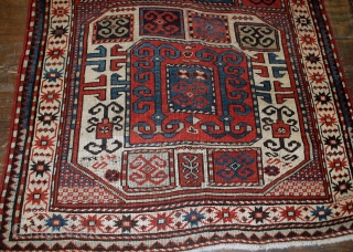 Handmade antique Caucasian Karabagh rug 4.2' x 8.3' (128cm x 253cm) 1880s - 1B523                   