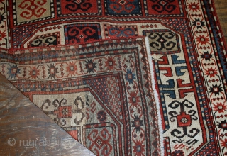 Handmade antique Caucasian Karabagh rug 4.2' x 8.3' (128cm x 253cm) 1880s - 1B523                   