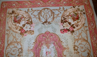 Handmade antique French Aubusson Napoleon the 3rd 4.6' x 6.6' ( 140cm x 201cm ) 1860s - 1B526               