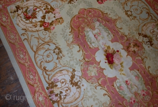 Handmade antique French Aubusson Napoleon the 3rd 4.6' x 6.6' ( 140cm x 201cm ) 1860s - 1B526               