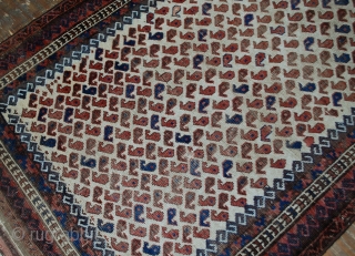 Handmade antique Afghan Baluch rug 3.8' x 5.6' ( 116cm x 170cm ) 1880s - 1B527                 
