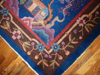 #1B375  Hand made antique Art Deco Chinese rug 3' x 4.10' ( 91cm x 150cm ) 1920.C
               