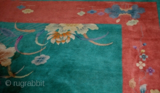 #1B462  Hand made antique art deco Chinese rug 8.10' x 11.6' ( 273cm x 353cm) 1920.C
                