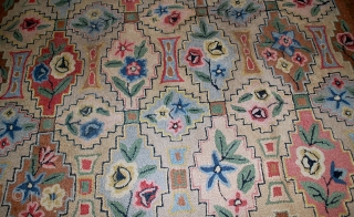 Hand made antique American hooked rug 6' x 8.10' ( 183cm x 272cm ) 1900 - 1B537                