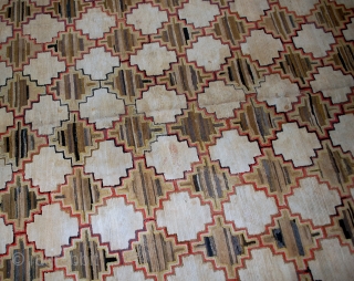 Handmade antique American hooked rug 5.10' x 7.9' (180cm x 241cm) 1880s - 1B538                   