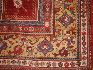 #1B171 Turkish Prayer "Melas" rug 3.10' x 5.5' 1860, in original good condition: has some old restoration                