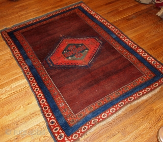 #1B176 Turkish "Kermanar" rug 4.10' x 6.3' c.1860, in original good condition for that age                  