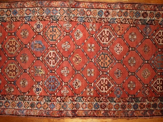 #1B444  Hand made antique Persian Kurdish runner 3.2' x 12.2' ( 97cm x 371cm ) C.1900                