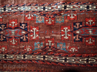 #1C06  Handmade antique collectible Turkmen Yomud rug 1.3' x 3' ( 39cm x 91cm ) 1880s
                