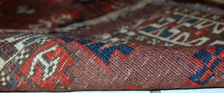 #1C09  Handmade antique collectible Turkmen Yomud rug 1.2' x 3.2' ( 36cm x 97cm ) 1880.C
                