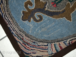 #1C15  Handmade antique American hooked rug 2' x 3' ( 62cm x 92cm ) 1900.C
                 