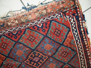 Handmade antique collectible Persian Kurdish bag 1.8' x 2.4' (56cm x 73cm) 1880s - 1C451                  