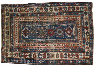 #1B517  Hand made antique Caucasian Kuba rug 3.10' x 5.3' ( 119cm x 161cm ) C.1890s                